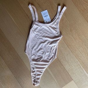 Zara Ribbed Knit Apricot Bodysuit